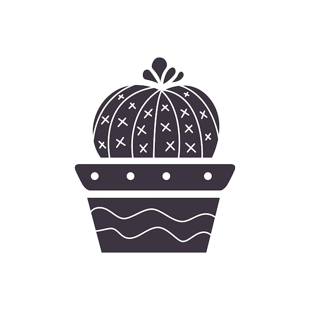 Icono de dibujo a mano de cactus en estilo de dibujos animados sobre fondo blanco