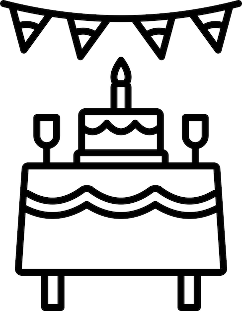 Icono de dibujo a mano de la mesa de cumpleaños