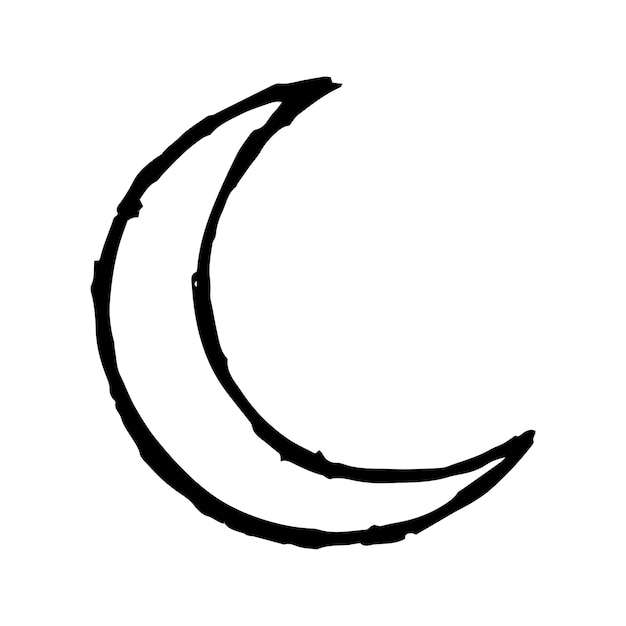 Icono de dibujo de media luna dibujado a mano signo de luna dibujo vectorial símbolo de astronomía aislado