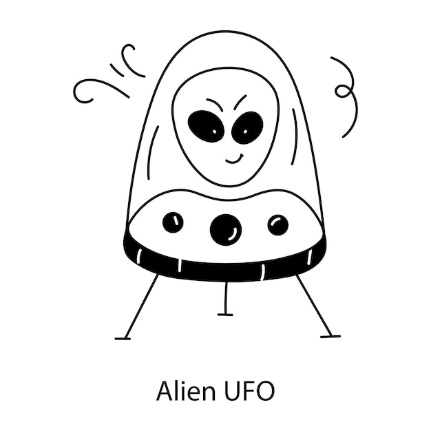 El icono de dibujo de moda de un ovni alienígena