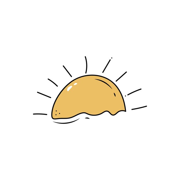 Icono de dibujo de sol de garabato Ilustración de vector de boceto amarillo dibujado a mano