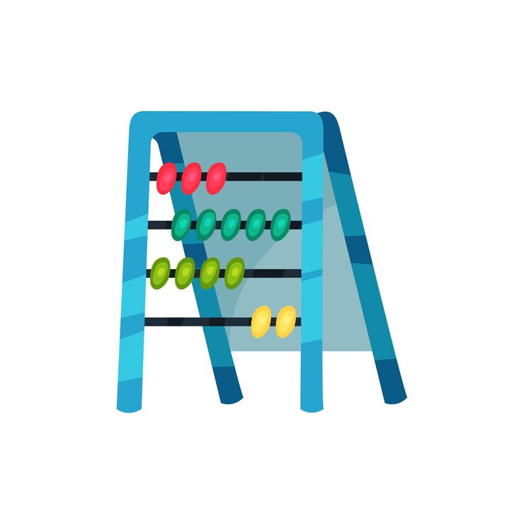Vector icono de dibujos animados de ábaco juego de conteo educativo marco rectangular con cuentas deslizantes aprendizaje a través del juego juguete de desarrollo para niños ilustración de vector plano