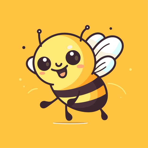 Vector el icono de dibujos animados de abeja lindo, la ilustración del logotipo, el personaje, la mascota, el dibujo artístico de kawaii.