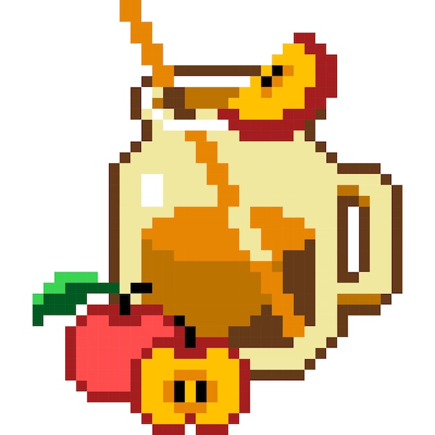 Icono de dibujos animados de Apple en estilo píxel