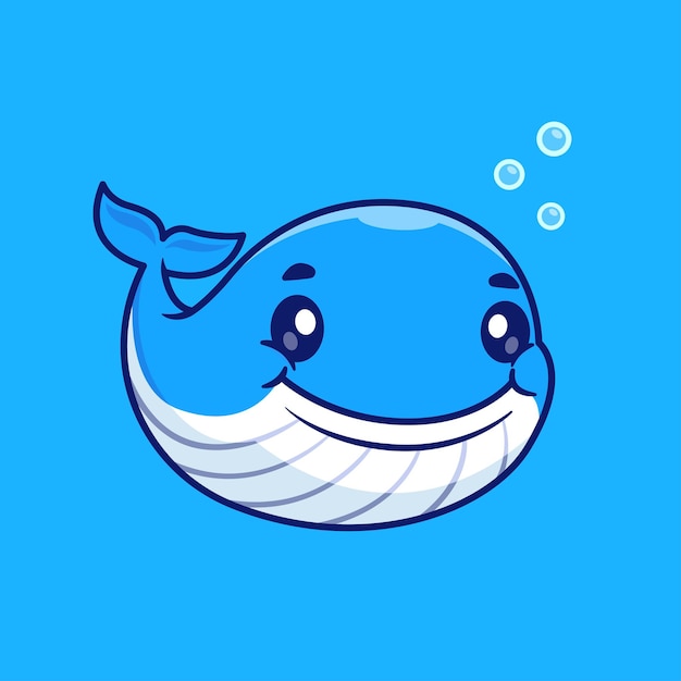 Icono de dibujos animados de ballenas bonitas nadando Ilustración de animales Icono de naturaleza Icono de vector plano aislado