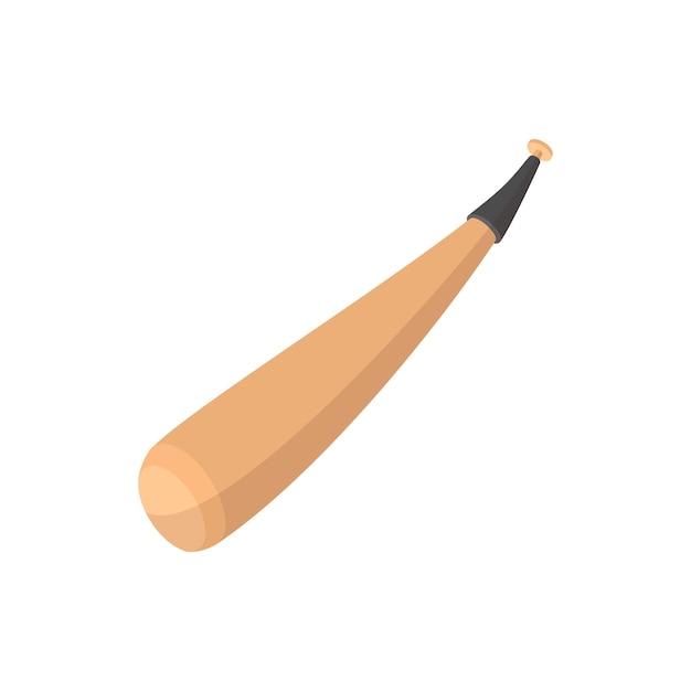 Icono de dibujos animados de bate de béisbol símbolo único aislado sobre un fondo blanco