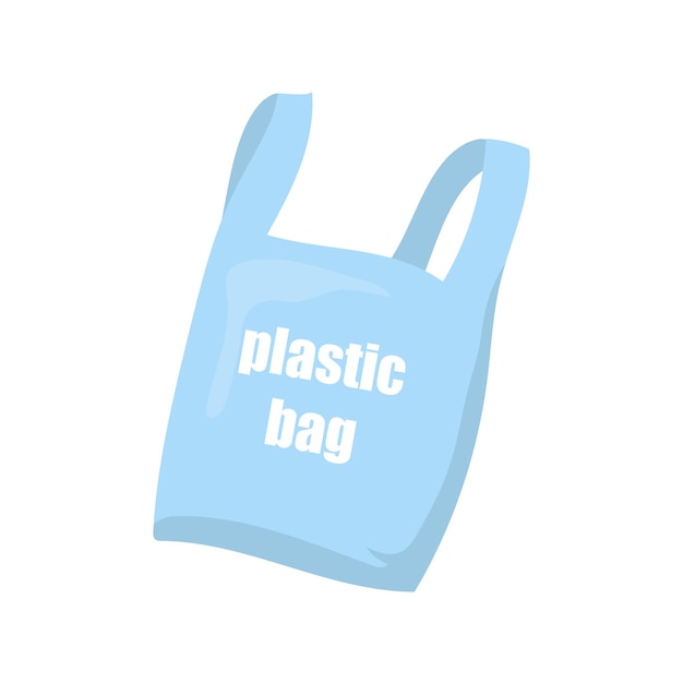 Icono de dibujos animados de bolsa de tienda de plástico desechable usado