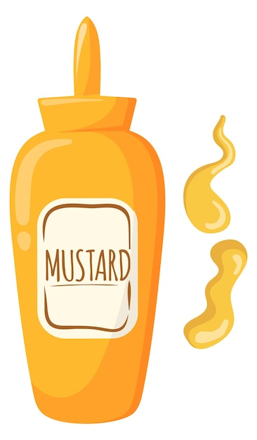 Icono de dibujos animados de botella de plástico de mostaza Splash de salsa