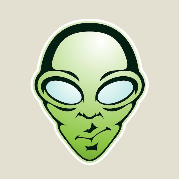 Icono de dibujos animados de cabeza alienígena verde ilustración vectorial