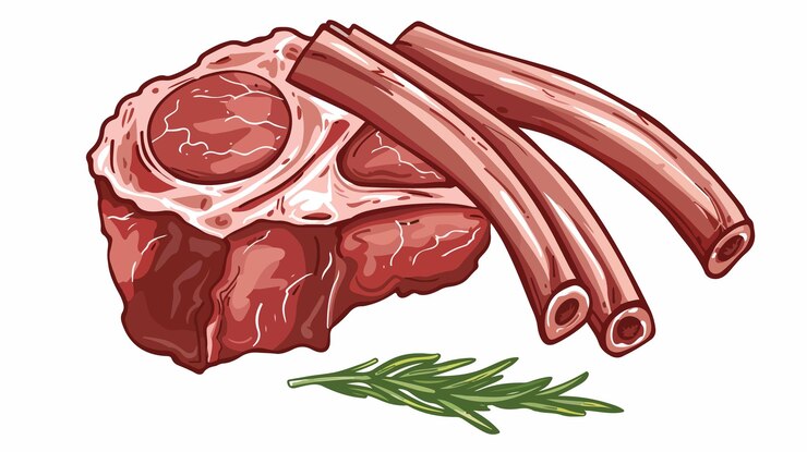Vector icono de dibujos animados de carne de cordero lúdico para diseños de alimentos arte de carne de costillas de oveja vectorial