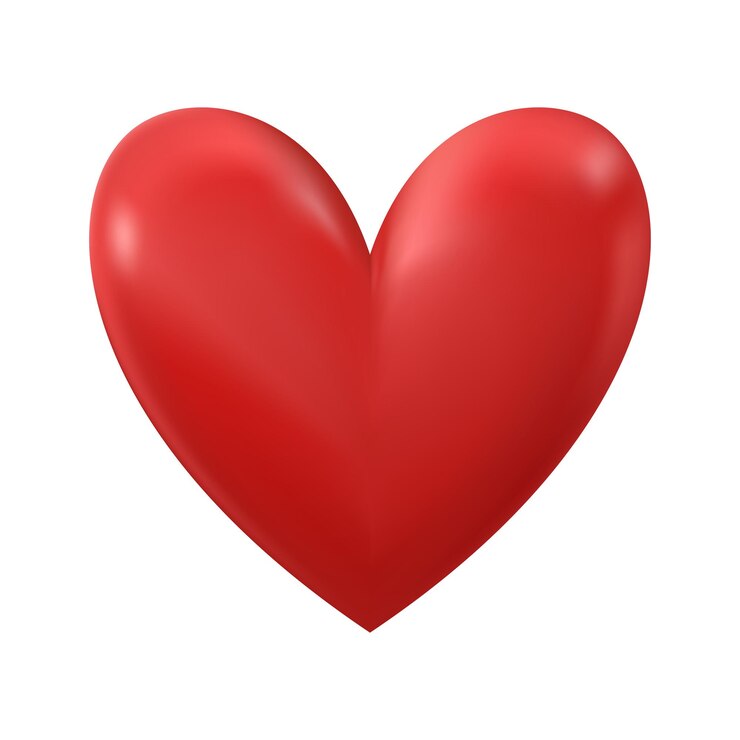 Vector icono de dibujos animados de corazón rojo signo o símbolo concepto de romance de san valentín en fondo blanco ilustración 3d