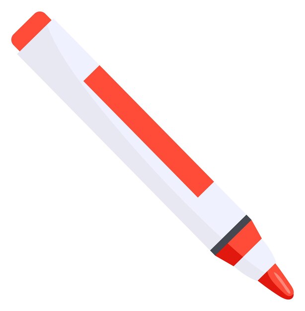 Icono de dibujos animados de crayón rojo Herramienta de lápiz de dibujo aislada sobre fondo blanco
