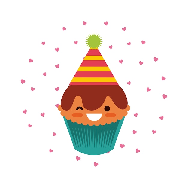 icono de dibujos animados de cupcake de cumpleaños