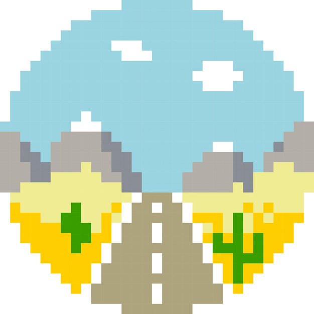 Icono de dibujos animados del desierto en estilo píxel