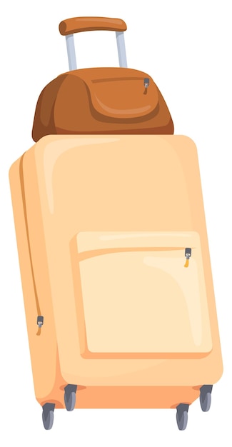 Icono de dibujos animados de equipaje Equipaje de viaje sobre ruedas Símbolo de viaje