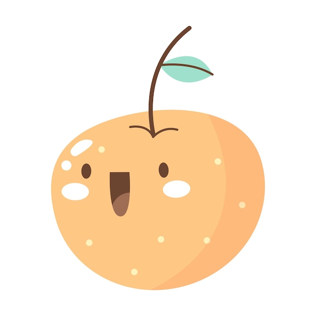 El icono de dibujos animados de la fruta de naranja de vector kawaii