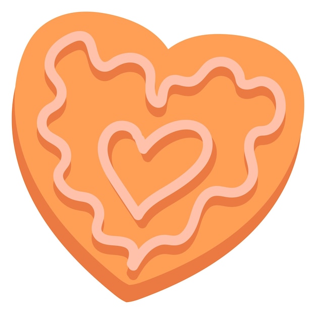 Vector icono de dibujos animados de galletas en forma de corazón panadería casera