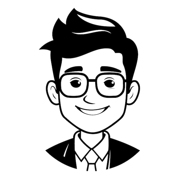 Icono de dibujos animados de hombre de negocios Ilustración vectorial de un hombre de negocios con gafas