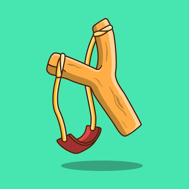 Icono de dibujos animados con ilustración vectorial de catapulta de honda