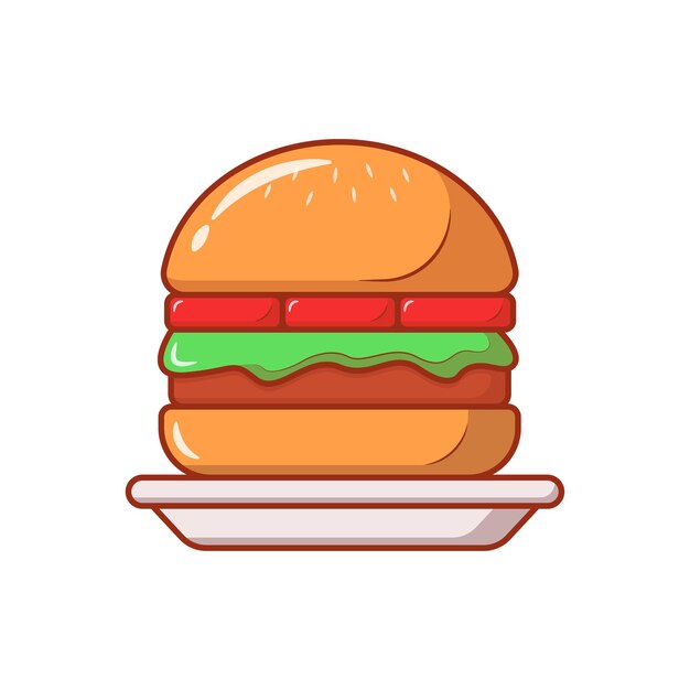 Icono de dibujos animados de ilustración vectorial de hamburguesa jugosa