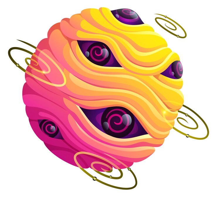 Vector icono de dibujos animados del juego espacial planeta de fantasía scifi