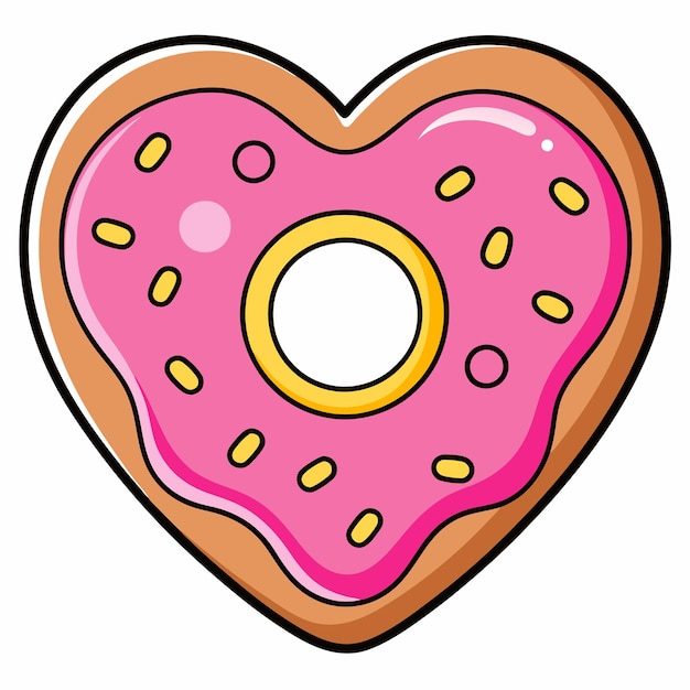 Icono de dibujos animados de Love Donut Cream Ilustración de Icono de Objeto de Alimentos Concepto de Icono Isolado de Vect Premium