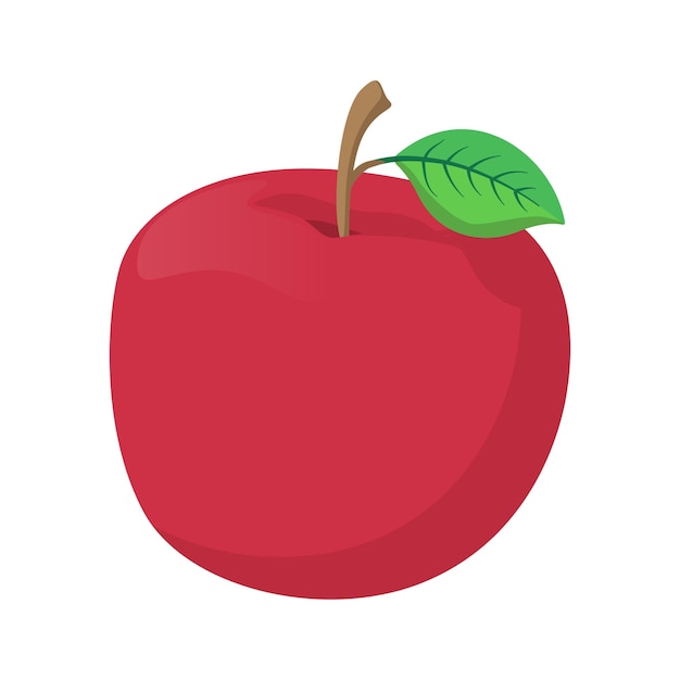 Icono de dibujos animados de manzana roja fresca sobre un fondo blanco