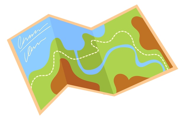 Icono de dibujos animados de mapa de papel ubicación de naturaleza de viaje aislada sobre fondo blanco