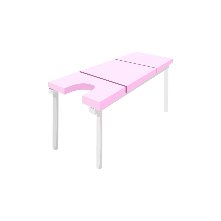 Vector icono de dibujos animados de mesa de masaje sobre un fondo blanco