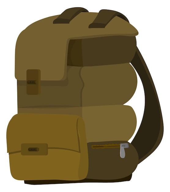 Vector icono de dibujos animados de mochila de viaje equipo turístico de naturaleza aislado en fondo blanco