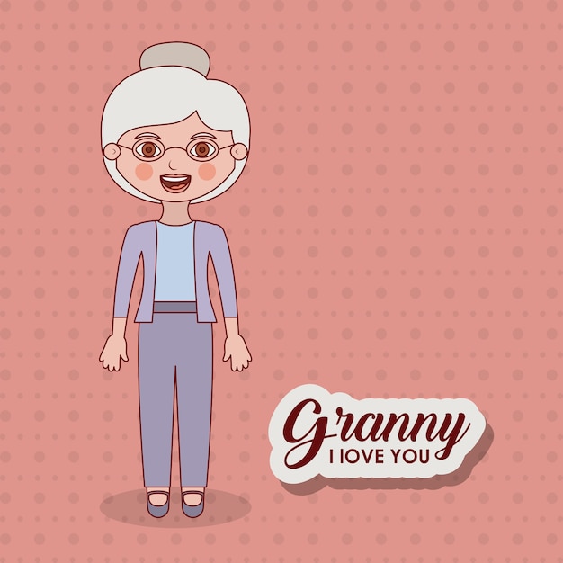 Icono de dibujos animados de mujer vieja