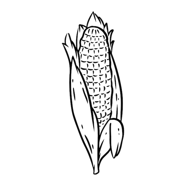 Icono de dibujos animados de oreja de maíz imagen de estilo cómico de  esquema de comida
