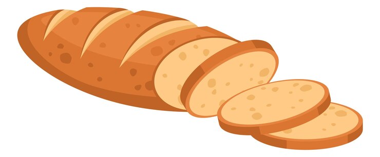Vector icono de dibujos animados de pan rebanado panadería crujiente fresca aislada sobre fondo blanco