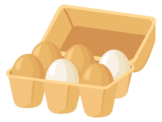 Icono de dibujos animados de paquetes de huevos Caja de comida de granja orgánica
