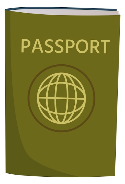 Icono de dibujos animados del pasaporte Símbolo del documento de viaje internacional aislado en fondo blanco