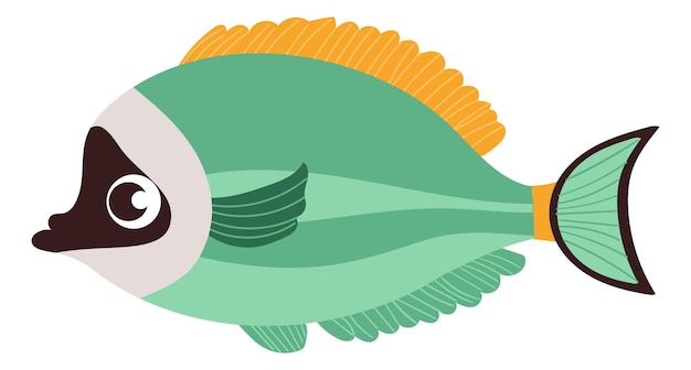 Icono de dibujos animados de peces tang tropicales Animal submarino