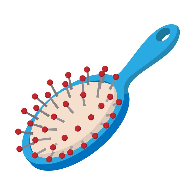 Vector icono de dibujos animados de peine de masaje azul sobre un fondo blanco
