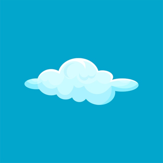 Icono de dibujos animados de una pequeña nube voladora azul claro Elemento del cielo y el clima Vector plano para la decoración de la pared del libro de los niños o el juego móvil