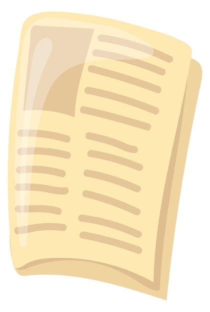 Icono de dibujos animados de periódico Página de papel de prensa de medios aislada sobre fondo blanco
