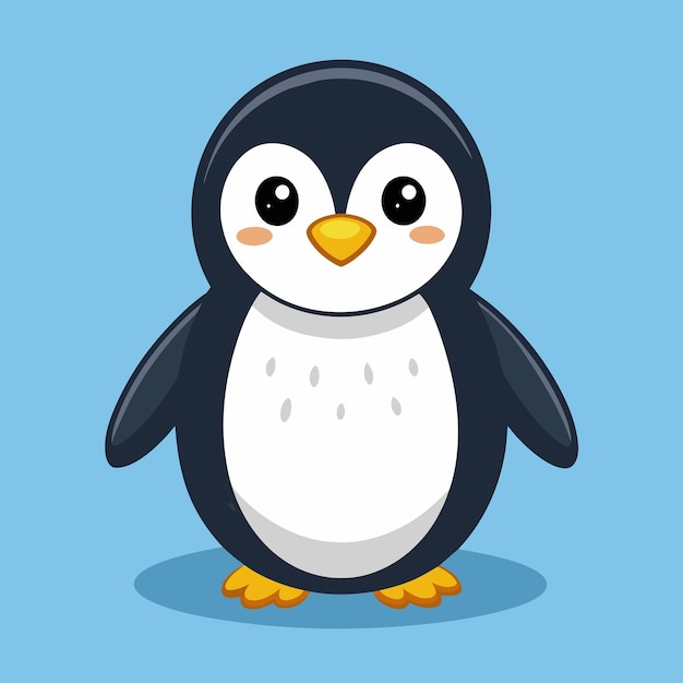El icono de dibujos animados del pingüino feliz y lindo, la ilustración del animal, el concepto del icono de la naturaleza, el estilo de la caricatura plana aislada.