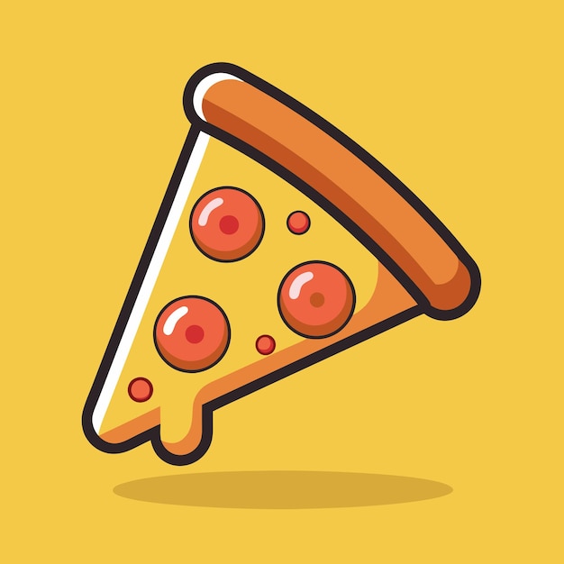 Icono de dibujos animados de pizza de estilo plano perfecto para ilustraciones de comida