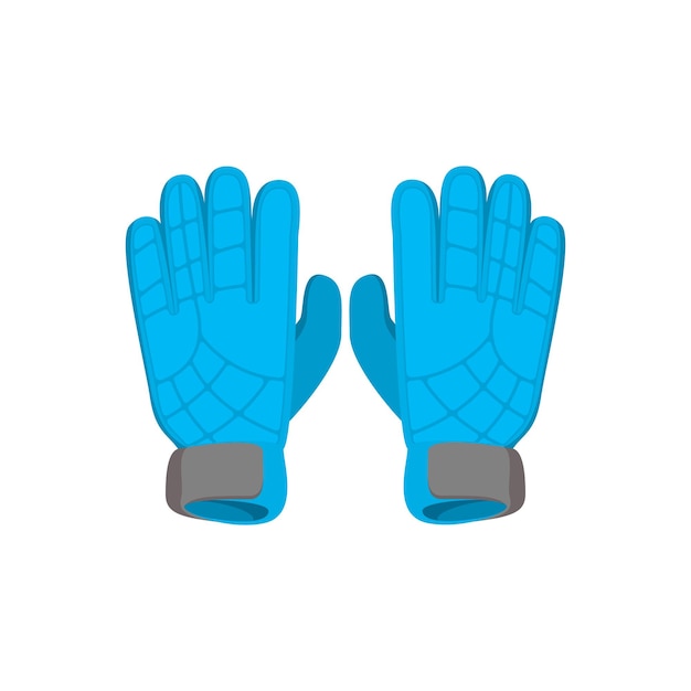 Icono de dibujos animados de portero de guantes aislado sobre un fondo blanco