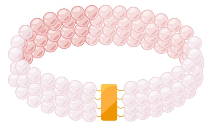 Vector el icono de dibujos animados de la pulsera de perlas el glamour las joyas de cuentas caras