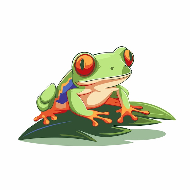 Icono de dibujos animados de rana Ilustración vectorial de una rana verde aislada sobre un fondo blanco