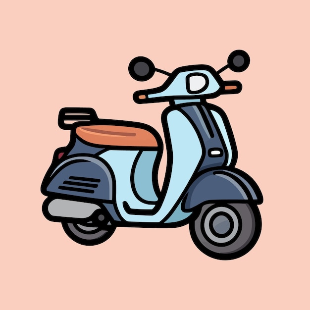 Vector icono de dibujos animados de scooter ilustración del logotipo icona de vehículo de motocicleta mascota dibujo artístico de kawaii