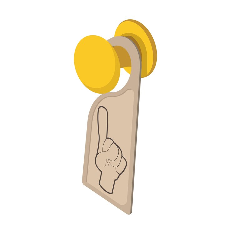 Vector icono de dibujos animados de signo de suspensión de puerta no molestar símbolo del hotel aislado en un blanco