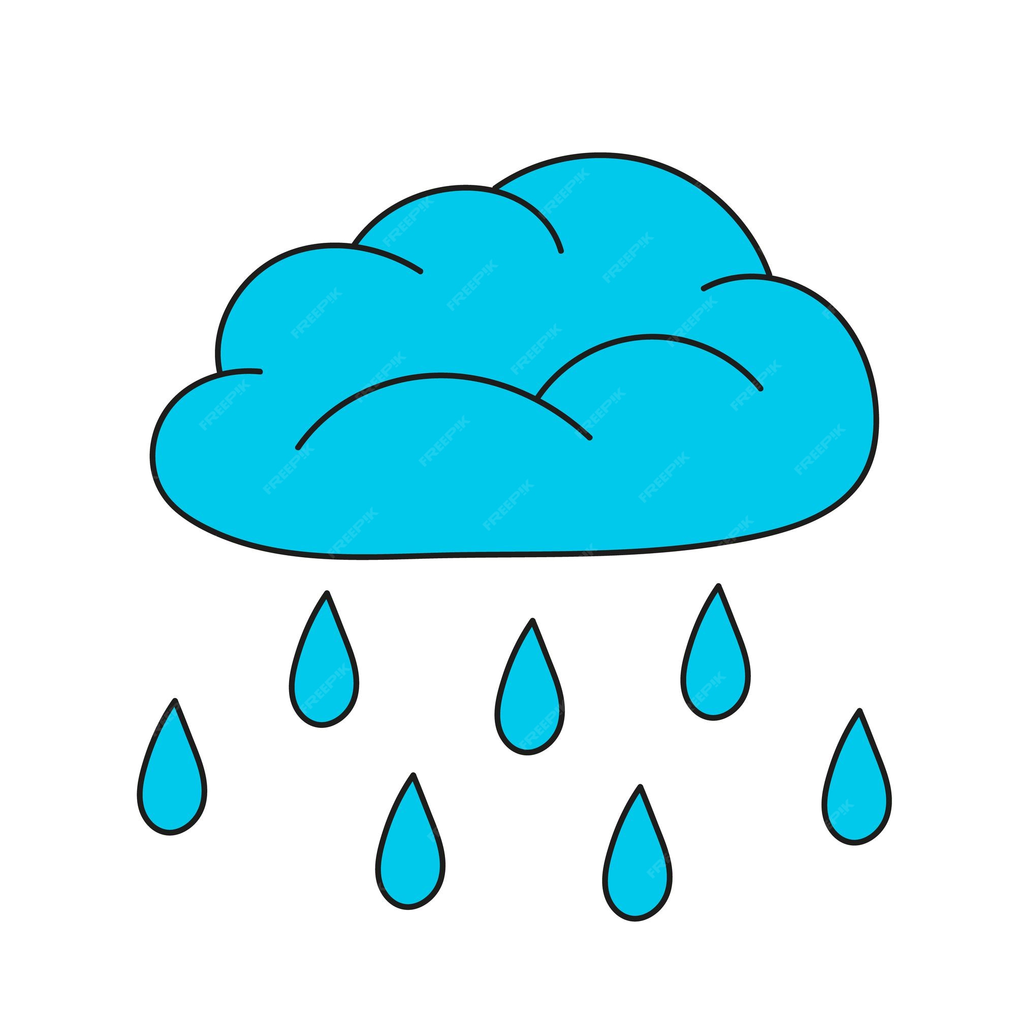 Icono de dibujos animados simple. linda nube de lluvia. vector en blanco |  Vector Premium