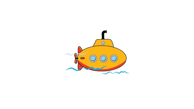 icono de dibujos animados submarinos Aventura submarina en un submarino amarillo