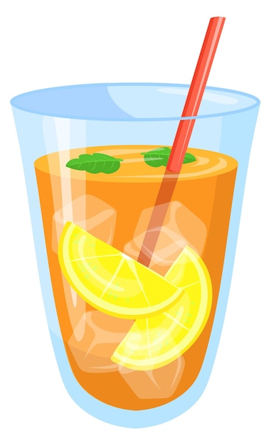 Icono de dibujos animados de vaso de limonada refresco de hielo bebida cítrica