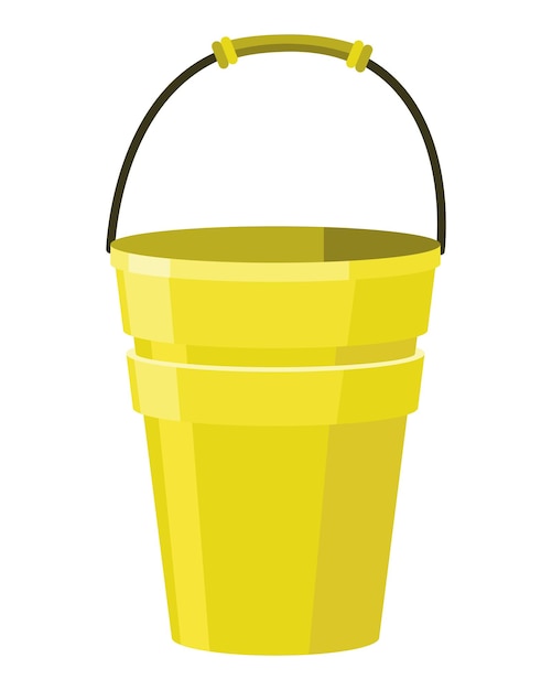 Icono de dibujos animados de vector de fianza de cubo o cubo con asa Equipo doméstico de plástico Contenedor de limpieza